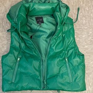 Love Tree Vibrant Green Hooded Puffer Vest